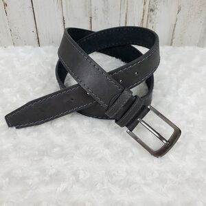 Leather Dress Belt Gray Black Size 50